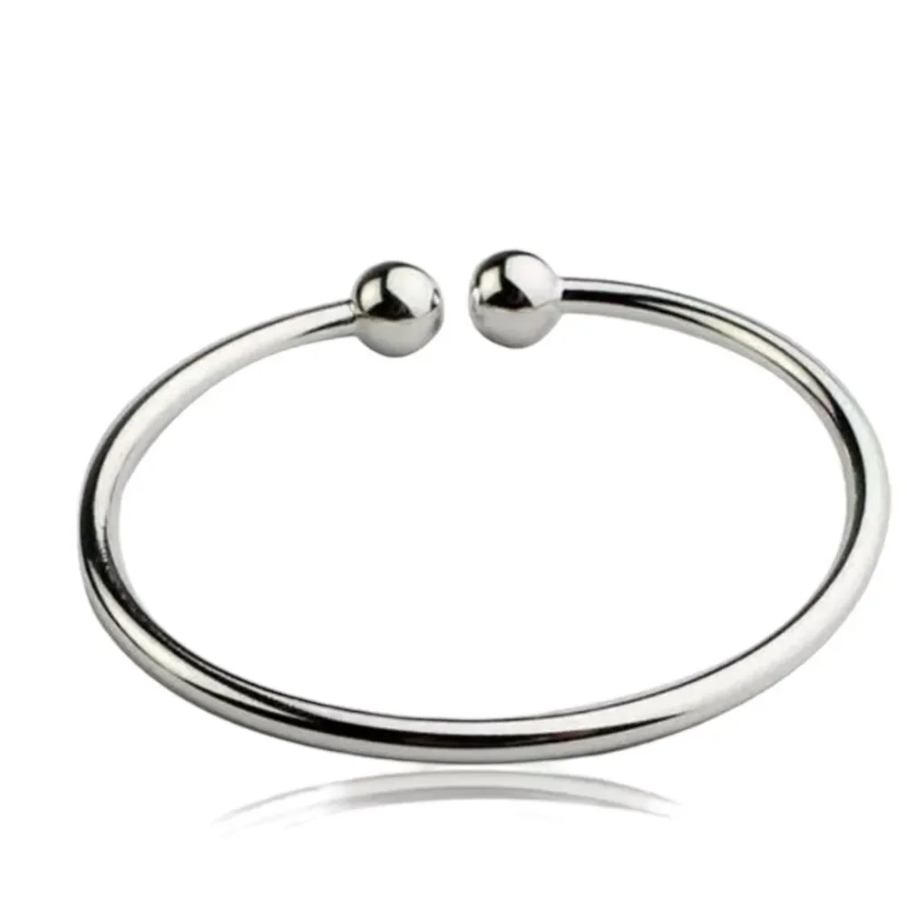 Silver Round Removable Beads Cuff Bangle Bracelet